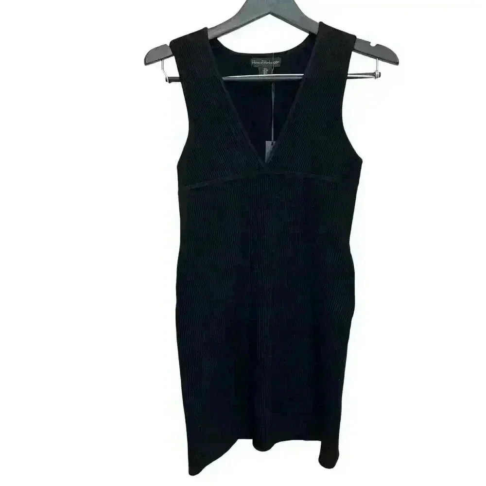 House Of Harlow Ladies Deep V Neck Black Women's Dress Knit Size S NWT
